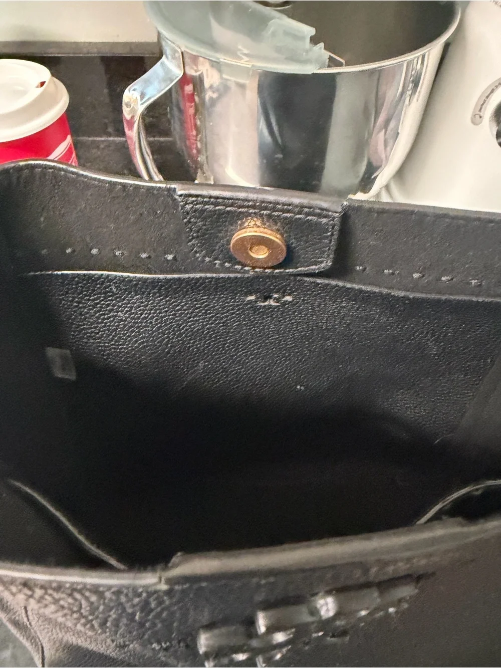 Tory Burch Black Pebbled Leather bucket bag